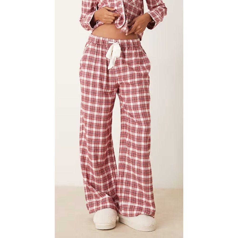 Abercrombie & Fitch Sleepwear Red and White Plaid Flannel Pajama Bottom size M